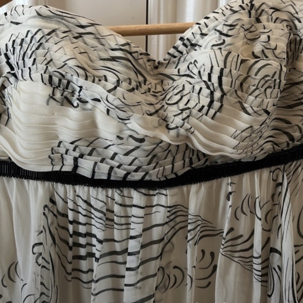 Marchese Silk Taffeta Strapless Black + White Dress
